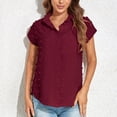 thumbnail image 4 of Blusa superior de la camisa de la rebeca del botón de la manga corta de la gasa del verano de la manera atractiva ocasional de las mujeres Pompotops qwe20653, 4 of 9