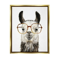 Stupell Industries Llama Farm Animal Eyeglasses Animals & Insects Painting Gold Floater Framed Art Print Wall Art