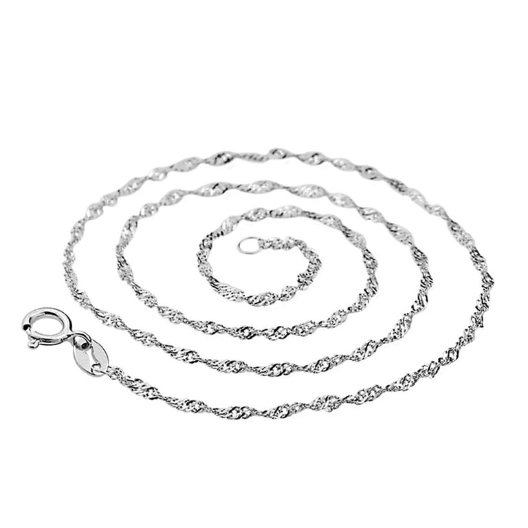 harmtty Shiny Women Water Wave Choker Necklace Thin Chain Jewelry,18 inch