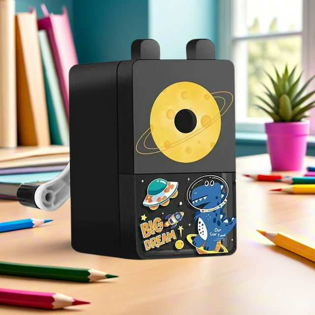 EGNMCR Home Office Furniture Student Anime Pencil Sharpener Hand Crank Automatic Lead Sharpener Labor-saving Monohole Pencil Sharpener Stationery Prizes Plastic Student Cartoon Pencil Sharpener