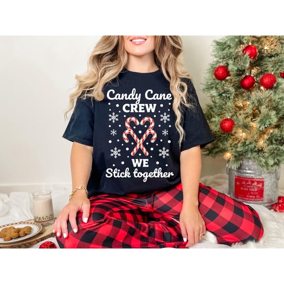 MilkCho Candy Cane Crew We Stick Together T-Shirt, Christmas Family Matching Gift, Cute Holiday Peppermint Graphic Tee