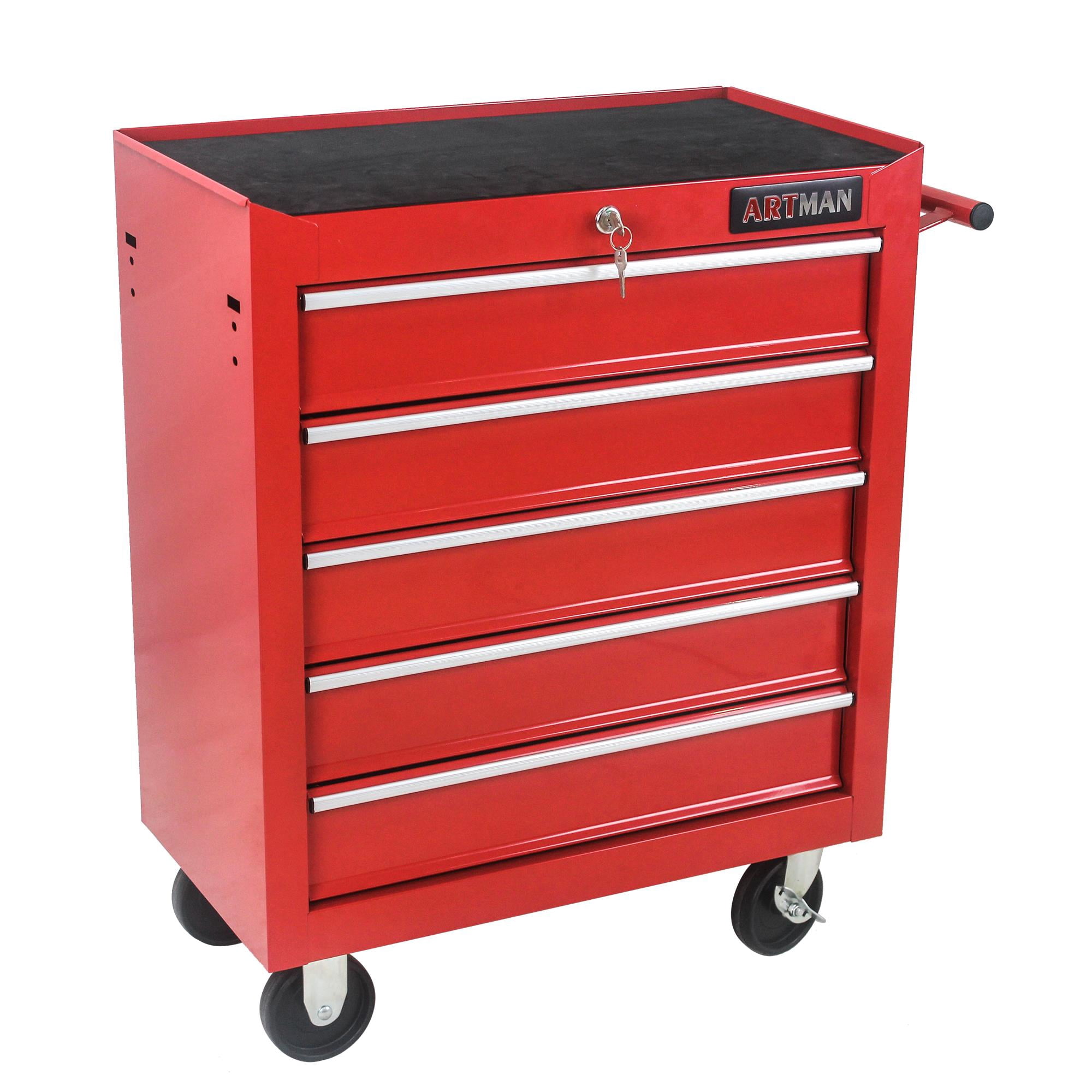 IVV Rolling Tool Chest, 5-Drawer Rolling Tool Box with Wheels, Keyed Locking System, Top and Drawer Liner, for Garage, Warehouse, Workshop, Repair Shop (Red)