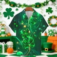 thumbnail image 1 of Ceisia Men's St. Patrick's Day Starlight Vine Four-Leaf Clover Print Short Sleeve Turndown Collar Stretch Casual Shirt Army Green L Gifts, 1 of 5