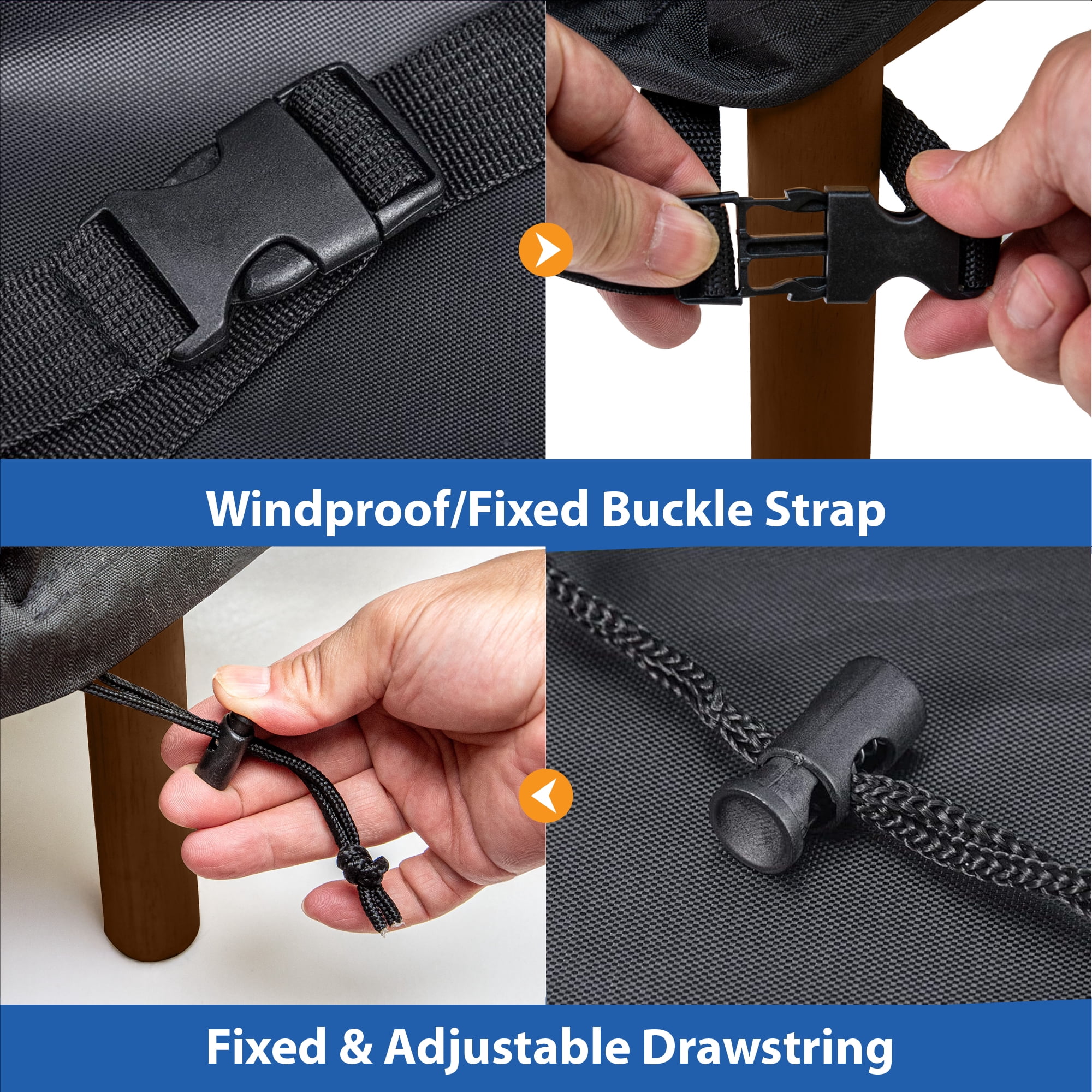 Mainstays 126" x 85" x 35" Black Large Universal Rectangular Patio Furniture Cover With Buckle Closures