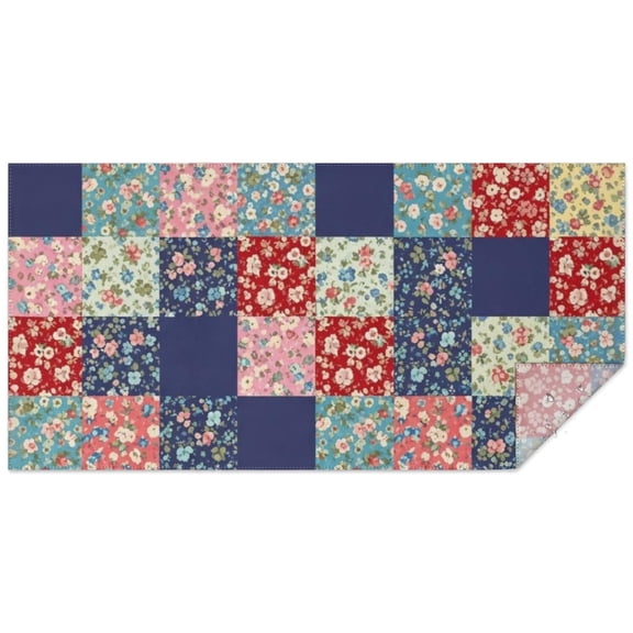 Pioneer Flower Floral Print Pattern Rectangle Tablecloth 60"x120", Waterproof Polyester Table Cloth, Wipeable Spillproof for Dining Camping Indoor Outdoor