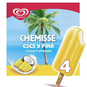 Holanda Chemisse Coconut & Pineapple Mexican Fruit Ice Pops Frozen Dessert, 4 Count