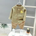 thumbnail image 3 of Boys Long Sleeve Shirt Trouser Set Wedding Ceremony Banquet Hiking Skin-friendly Children Tops Pants Kit Birthday Gift Yellow 100cm, 3 of 10