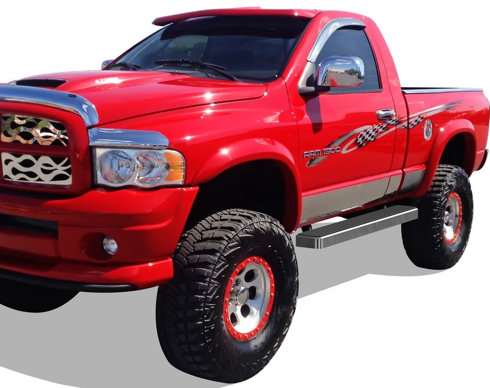 APS Running Boards 5 inches Compatible with Dodge Ram 1500 2002-2008 Regular Cab & Ram 2500 3500 2003-2009 (Exclude Daytona Rumble Bee and SRT-10 Models) 304 Stainless Steel (Nerf Bars Side Steps)
