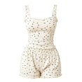 thumbnail image 4 of Audhol Womens Summer Pajamas Sets Pajama Sets for Women 2 Piece Short Sleeve Shirt And Short Pj Sets Woman Y2K Sleepwear, Beige, 4 of 4