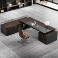 thumbnail image 3 of European Luxury Office Desk L Shaped Reception Free Shipping Boss Computer Desks Mid Century Organizer Escritorio Home Furniture My Lux Decor Round, 3 of 33