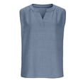 thumbnail image 6 of Oplxuo Cotton Linen 2 Piece Outfits for Women Summer Sleeveless V Neck Tank Top Matching Wide Leg Pants Travel Lounge Sets, 6 of 7