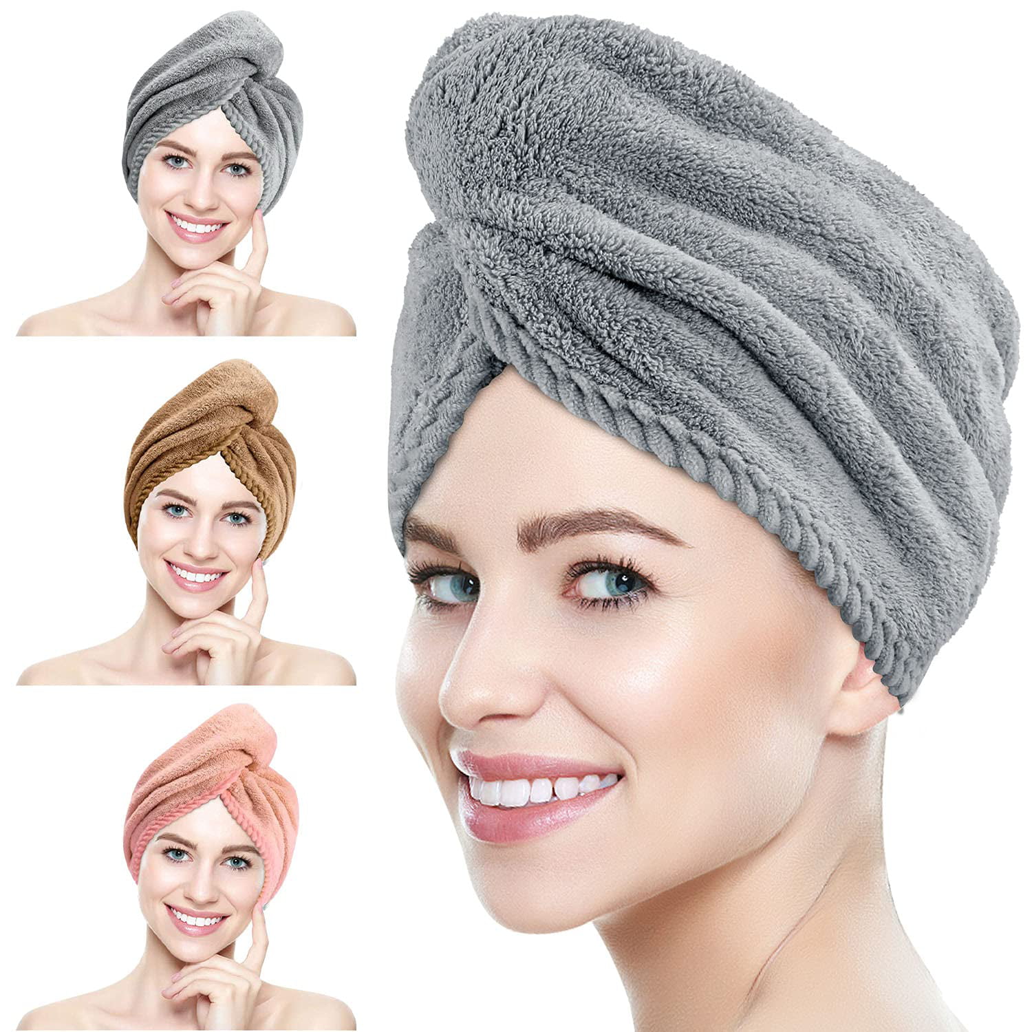 Details about   light brown towel hair hat fluffy 