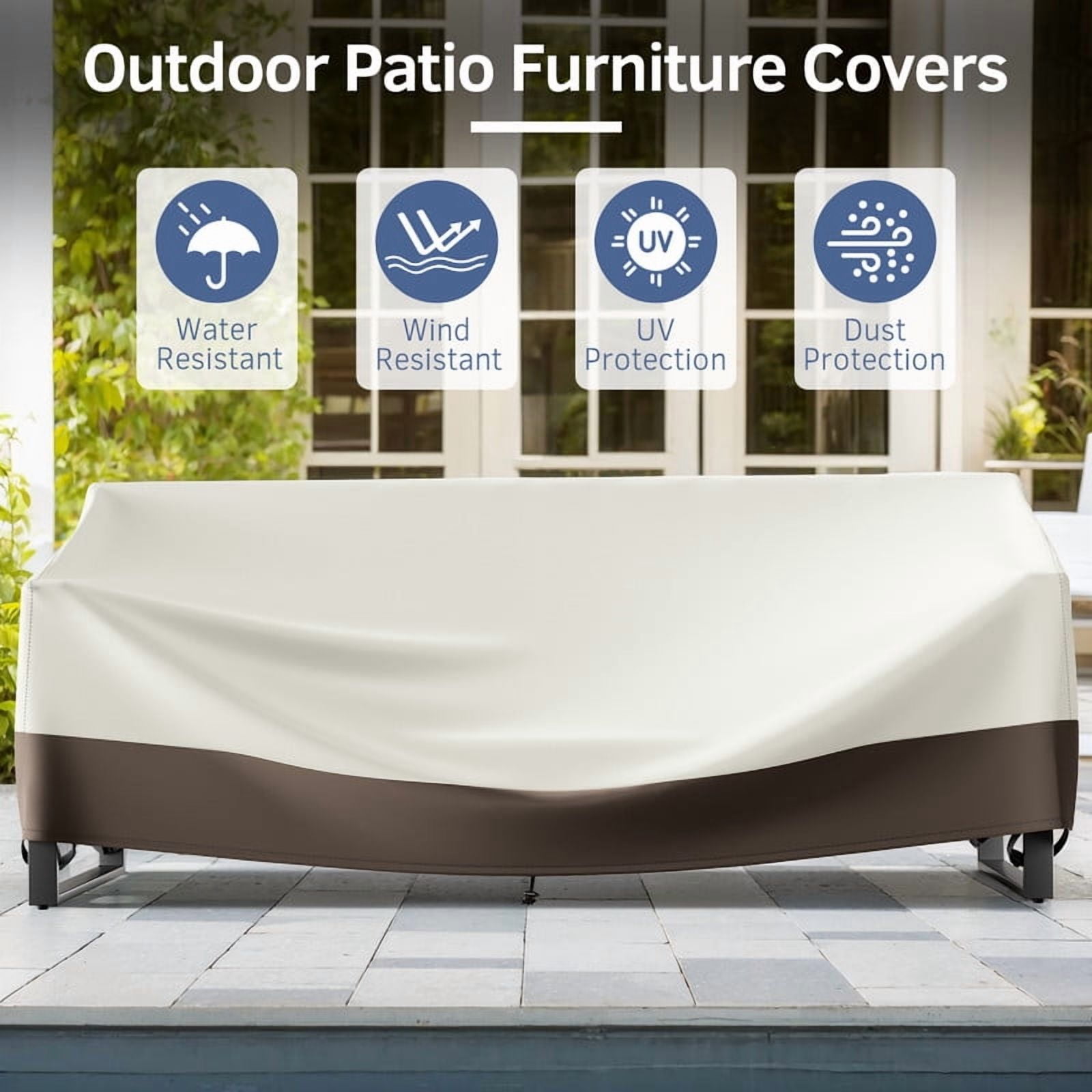 PARKWELL Patio Furniture Covers Waterproof,Outdoor 3-seater Sofa Cover,Outside Table and Chair Covers,Heavy Duty 600D Tough Oxford Cover Beige 83L x 34W x 28H inch