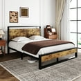thumbnail image 2 of Amolife Full Platform Bed Frame with Wooden Headboard and 13 Strong Steel Slats Support, Dark Brown, 2 of 7