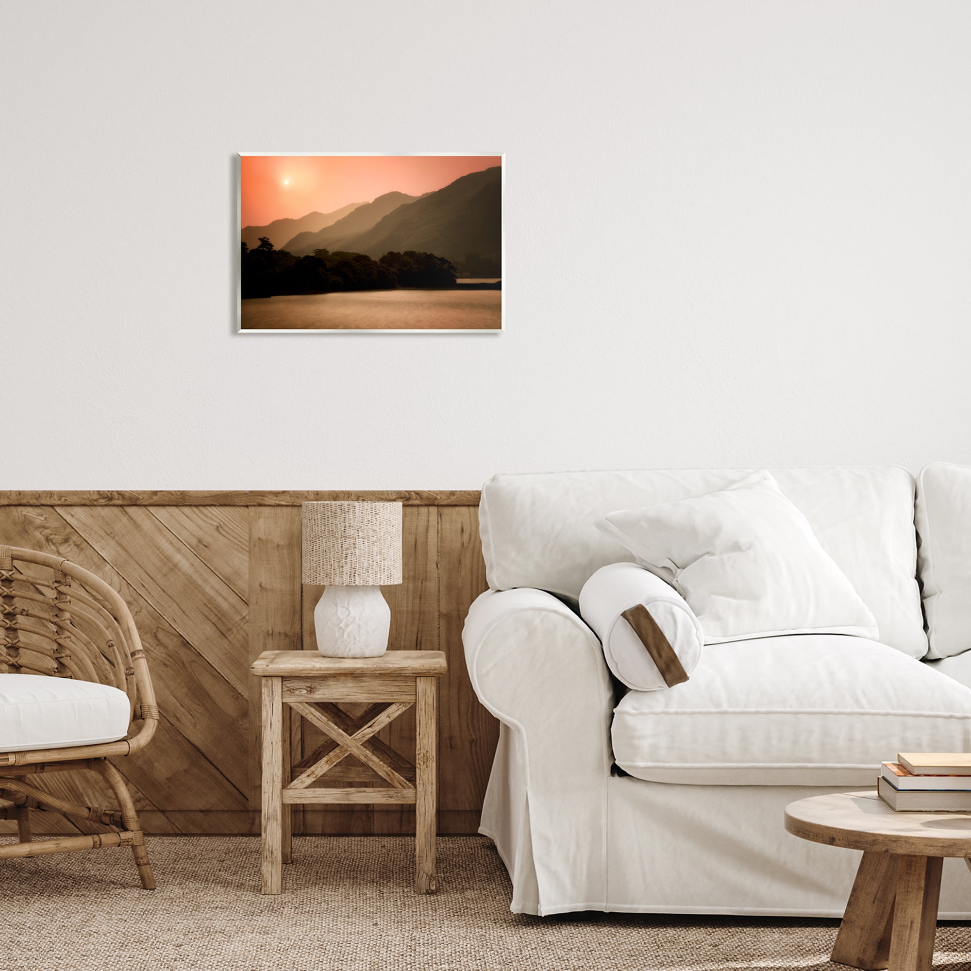 Stupell Industries Sunset over Mountain Peaks Nature Photography Unframed Art Print Wall Art, 19 x 13