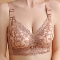 thumbnail image 2 of ATOYSOY Women's Everyday Bra Wireless Floral Lace Breathable Push Up Underwear Smoothing Comfort Bra Support Full Coverage Bra Beige S, 2 of 3