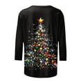 thumbnail image 4 of Fashion Fall Saving LiMoi Women's Holiday Season Blouse Three Quarter Sleeve Round Neck Top with Artistic Tree Print Tees Tshirts Shirts My Items, 4 of 5