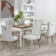 thumbnail image 3 of JESTOP Linen Fabric Dining Chair Set of 8, Upholstered Tufted Dining Room Chair with Nailhead Trim and Solid Light Color Wood Leg for Kitchen (Beige), 3 of 7