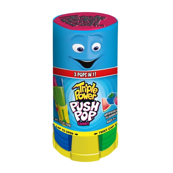 Triple Power Push Pop, 3-in-1 Blue Raspberry, Watermelon