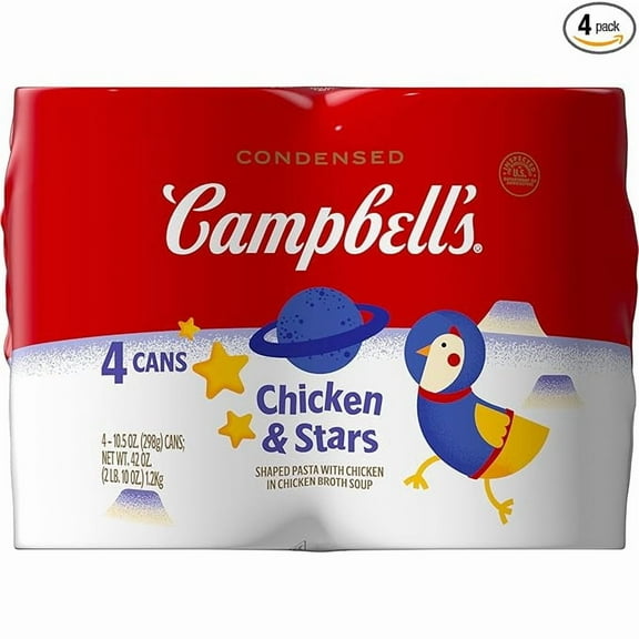 (1 pack) Campbell’s Condensed Kids Chicken and Stars Soup, 10.5 oz Can (4 Pack)