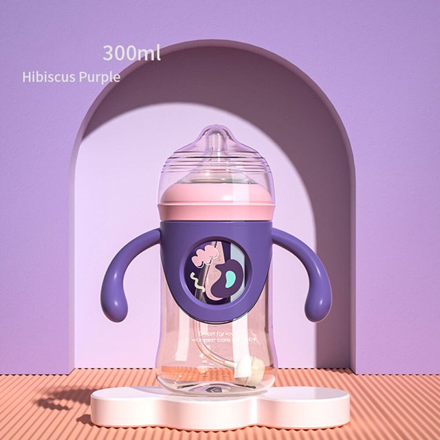 Taza para beber biberones para niños, biberón PP de pajita de silicona para bebé recién nacido, alimentador de leche sin BPA