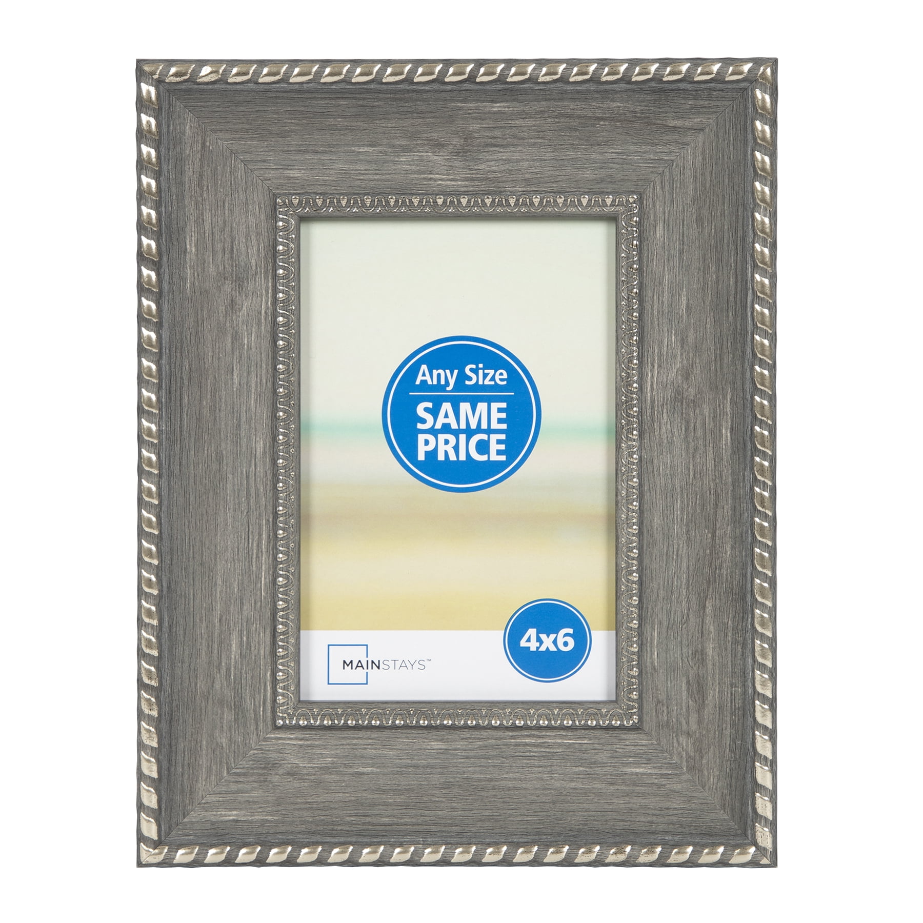 Mainstays Corded 4x6 Gray Tabletop Picture Frame
