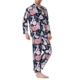 thumbnail image 2 of Pofeuu Rose Flowers Print Men's Long Sleeve Pajama Set Pijamas Para Hombres Pijamas Para Hombres Mens Pajamas Set-Medium, 2 of 7