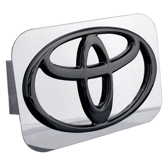 Toyota Logo Trailer Hitch Plug (Black Pearl on Chrome)