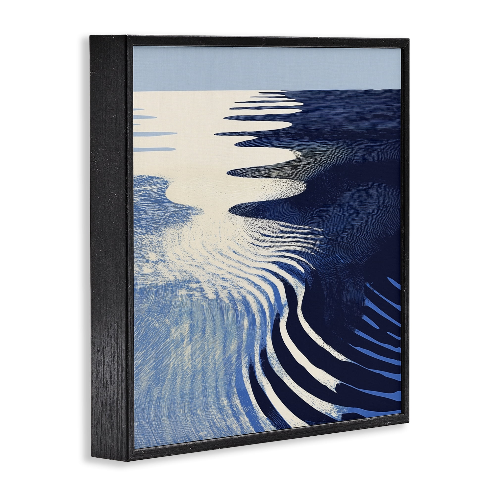 Stupell Industries Abstract Cobalt Ripples Black Framed Giclee Art, design by Walker Noble