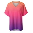 thumbnail image 4 of XIAfhje Womens Summer Tops V Neck Short Sleeve Basic Tee Casual Loose Fit Gradient Color T-Shirt Soft Comfy Blouse Tunic Tops, 4 of 4