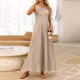 thumbnail image 5 of JULMCOMO Summer Dresses for Women Round Neck Sleeveless A Line Loose Fit Flowy Casual Maxi Dresses Beach Vacation Sundresses Camel XL, 5 of 5