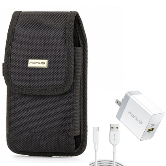 For Moto G Stylus 5G (2023) 36W PD Home Charger w Case Belt Clip Combo - Fast Type-C 6ft Long Cable USB-C Power Cord, Swivel Holster Rugged Cover for Motorola Moto G Stylus 5G (2023) Phone