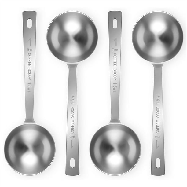 4 Cucharas Tipo Cuchara para Café: 1 Cucharada de Cuchara Medidora, Cucharas de Café de Acero Inoxidable de 15 Ml, Cuchara Medidora con