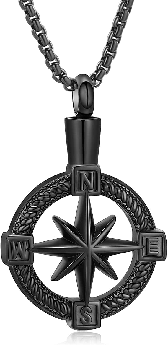 Compass Cremation Pendant Urn Necklace For Ashes For Men Women Memorial