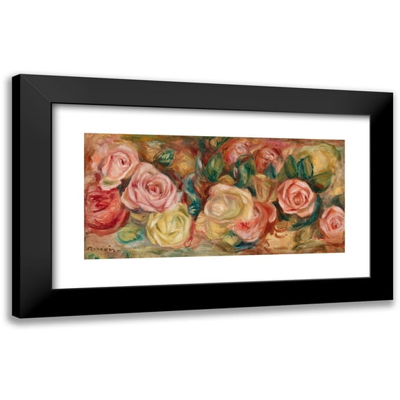 Pierre-Auguste Renoir 14x9 Black Modern Framed Museum Art Print Titled - Roses (Roses) (C. 1912)