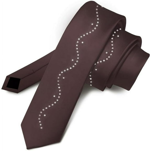 Vittorio Farina Solid Satin Skinny Necktie with Rhinestones