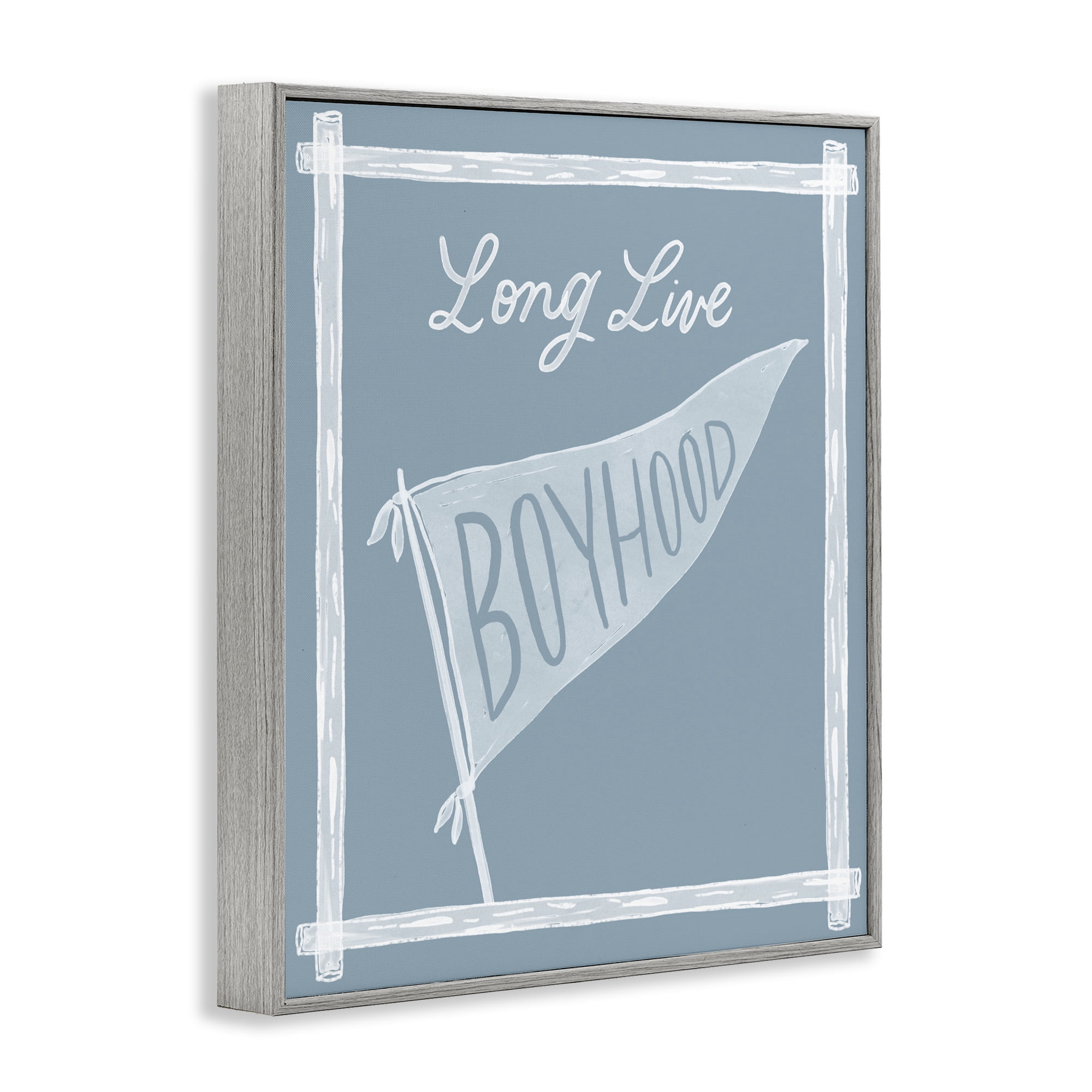 Stupell Industries Long Live Boyhood with Border Gray Framed Giclee Art, design by Cherrywood Lane