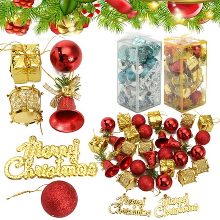 - 32PCS Christmas Ornaments Balls Drums Bells Baubles Christmas Tree Pendant Decor