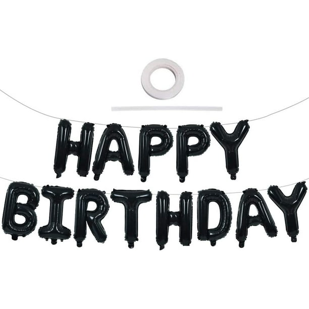 Black Happy Birthday Banner Balloons 16 Inch Mylar Foil Letters Balloons Banner Reusable Ecofriendly Material For Birthday Decorations And Party Supplies Walmart Com Walmart Com