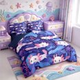 thumbnail image 2 of Manfei Colorful Axolotl 7-Piece Twin Bedding,Sealife Amphibian Bedding Comforter Set,Navy Blue Reversible, 2 of 7
