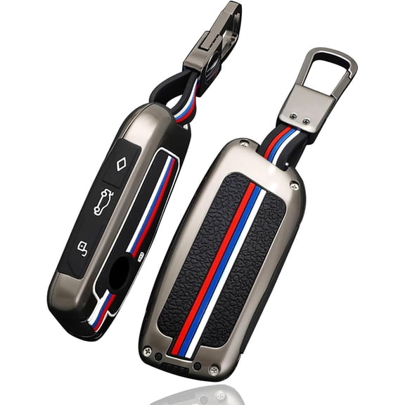 Key Fob Cover Compatible with BMW X1 X2 X3 X5 X6 X7 XM IX3 IX I5 I7 740i 760i 5 Series 7 Series 2023-2026 Keychain Case Holder Protector,Gunmetal,4 Button