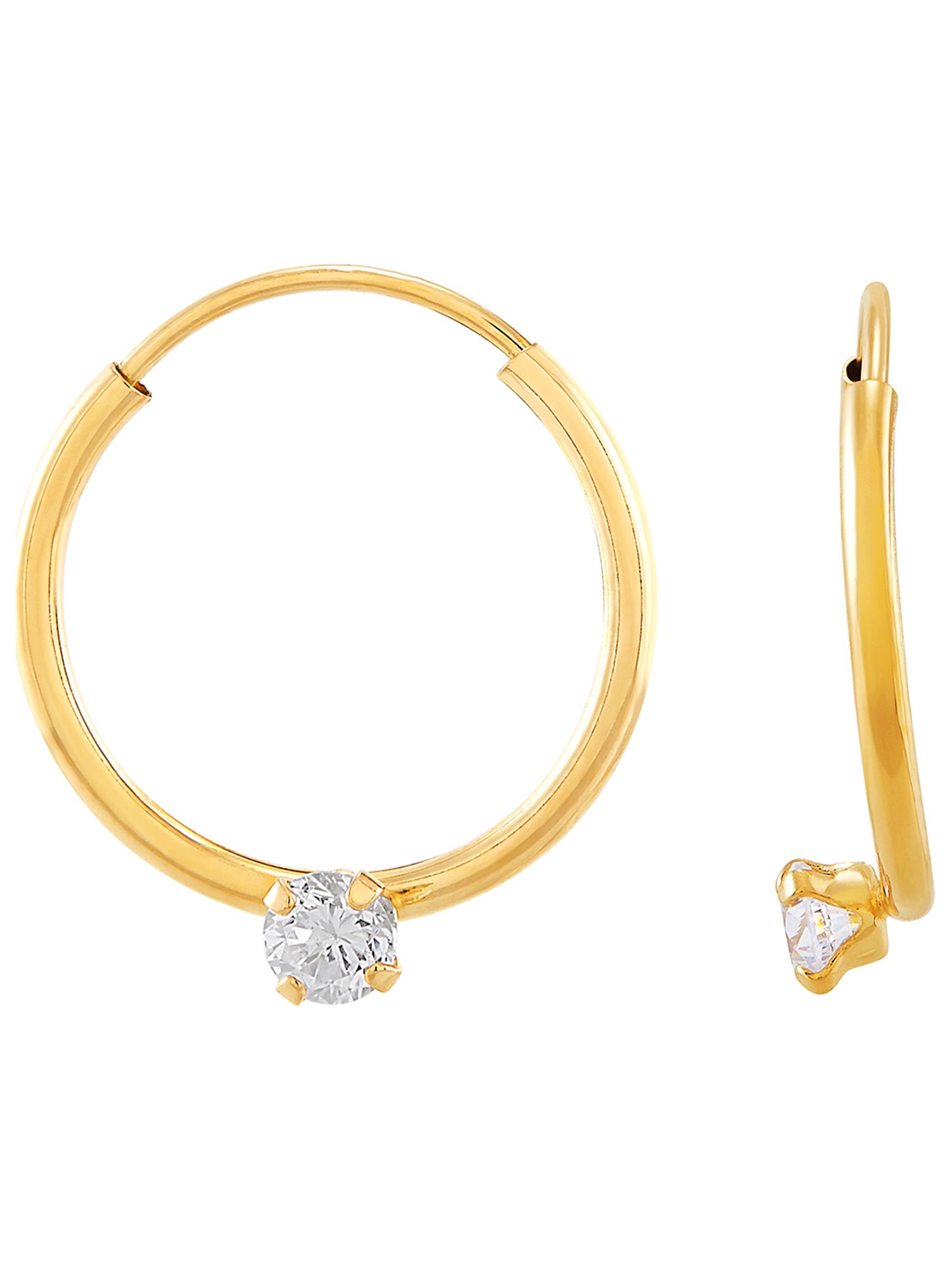 Brilliance Fine Jewelry Hoop with CZ and CZ Studs 10K Yellow Gold Set Earrings - image 5 of 8