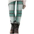 thumbnail image 7 of Qulqfy Green Leggings for Women Stretch Active Plaid Yoga Pants High Waisted Compression Fall Leggings for Women, 7 of 7