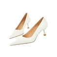 thumbnail image 3 of Frontwalk Ladies Dress Shoes Pointed Toe Pumps Slip On Pump Casual Comfort Heels Women High Heel White 10, 3 of 6