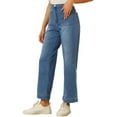 thumbnail image 4 of REFINED ATTIRE Women's Wide Leg Jeans High Waisted Stretchy Straight Leg Jeans Denim Pants XL Blue, 4 of 6