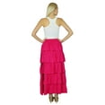thumbnail image 3 of Bimba Women Pink Cotton Frill Skirt Long Flaired Elastic Waist Maxi Bottoms, 3 of 7