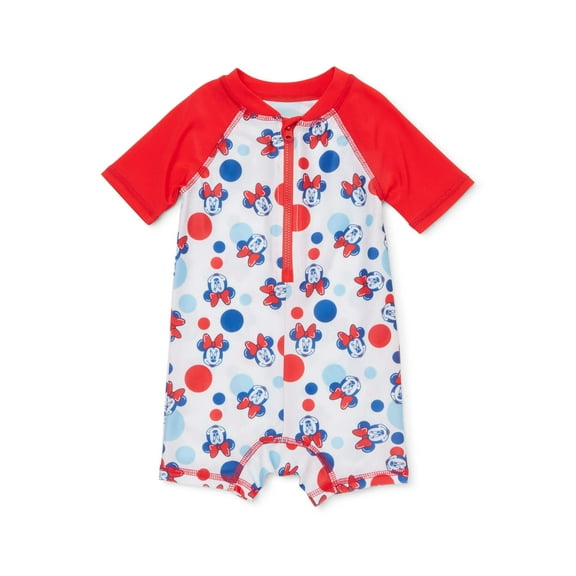 Minnie Mouse Baby Girl One-Piece Rashguard Swimsuit