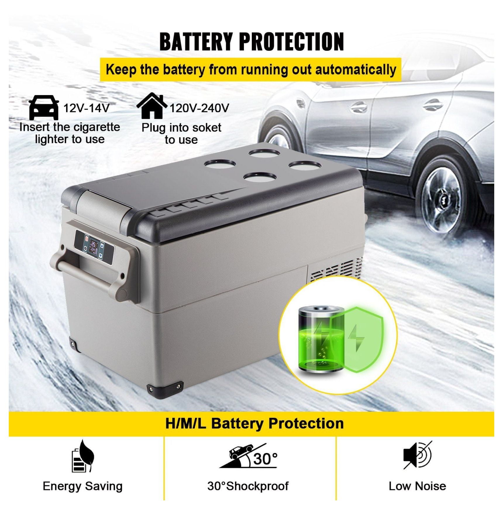 37 Quart Portable Refrigerator 12V/24V/110-240V Car Fridge Freezer - App Control, Dual Zone -4°F~68°F for Camping, Travel, Fishing, RV & Home Use