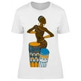 thumbnail image 1 of Playing Drums Black Ethnic Woman T-Shirt Women -Image by Shutterstock, Female 3X-Large, 1 of 4