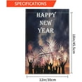 thumbnail image 6 of Happy New Year Firework Garden Flag Holiday Celebration People Silhouette Yard Flag Burlap Banners Vertical Double Sided for Farm House Outside, 6 of 10